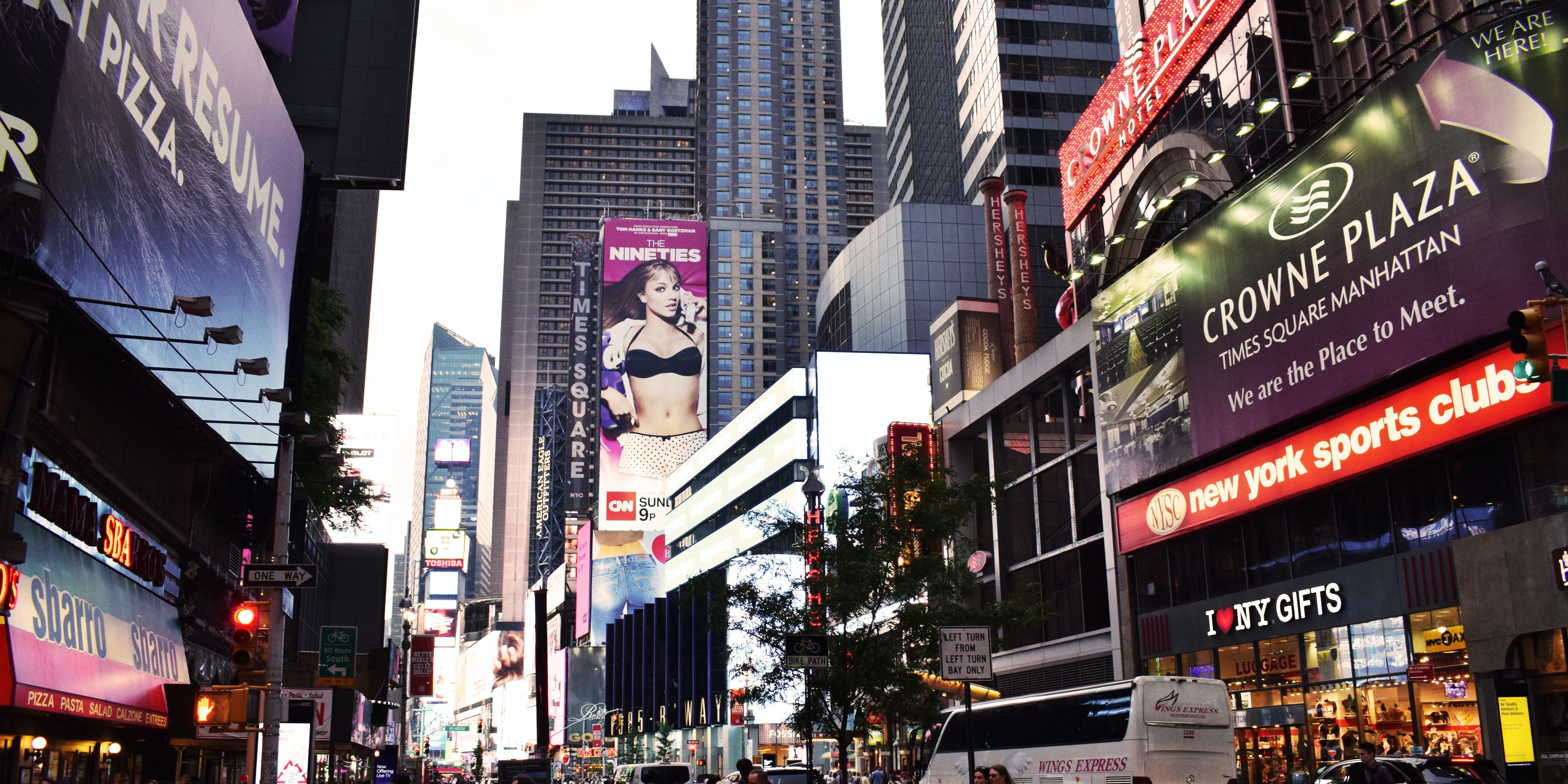 Many Digital Signage Displays on a Busy Street
